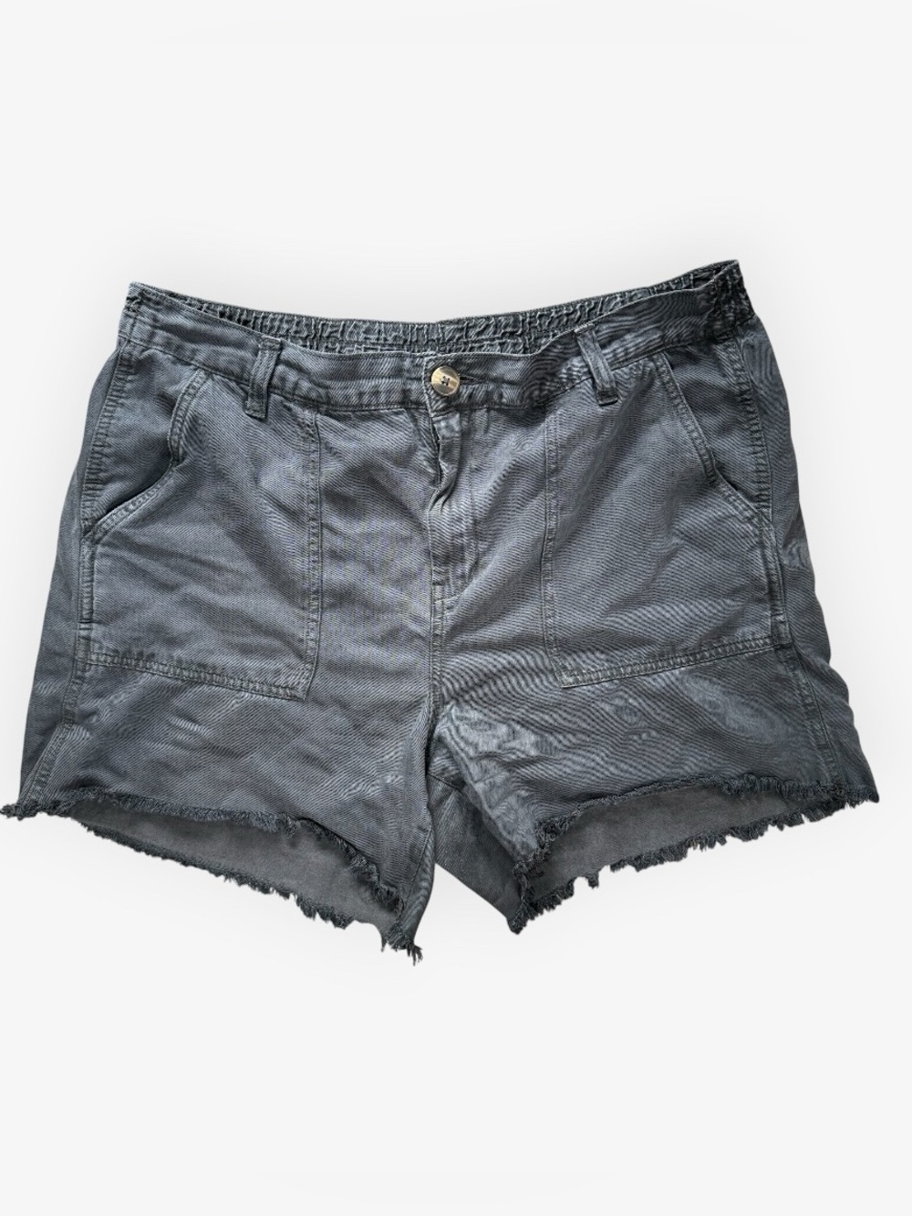 Aerie Daydream Denim Cargo Shorts Charcoal Faded Black Gray Distressed Frayed L